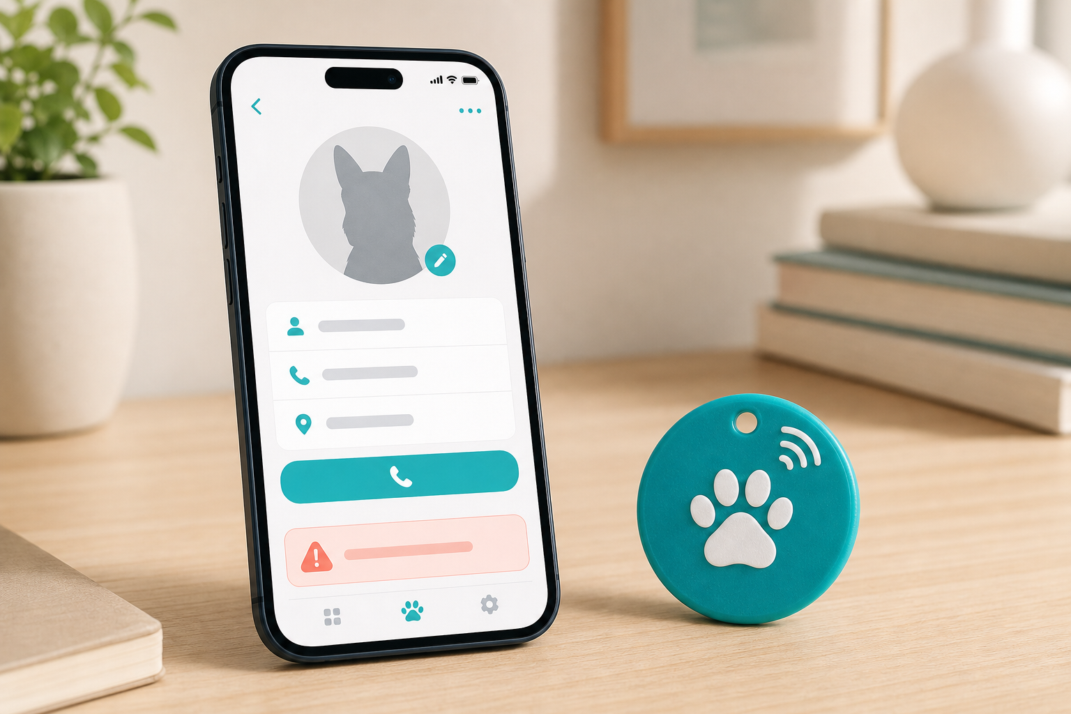 Smart pet profile app and NFC tag mockup